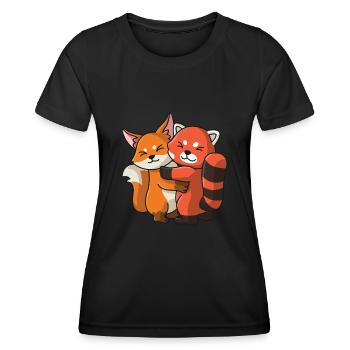 Renard avec panda roux aime les animaux mignons doux - T-shirt sport Femme - noir - Devant - AI Model Female 172 light (172cm)