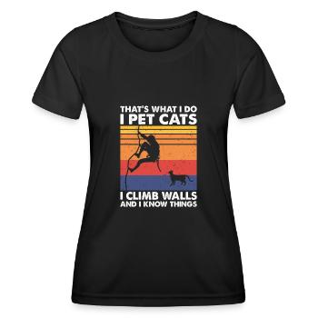Pet Cats Climb Walls Bouldering Climbing Man - T-shirt sport Femme - noir - Devant - AI Model Female 172 light (172cm)