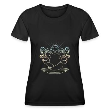 Sloth yoga - Women's Functional T-Shirt - black - Front - AI Model Female 172 light (172cm)