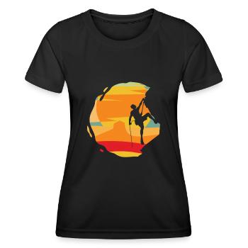 Felsklettern, Bergsteigen, Klettersport, Bouldern - Frauen Funktions-T-Shirt - Schwarz - Vorne - AI Model Female 172 light (172cm)