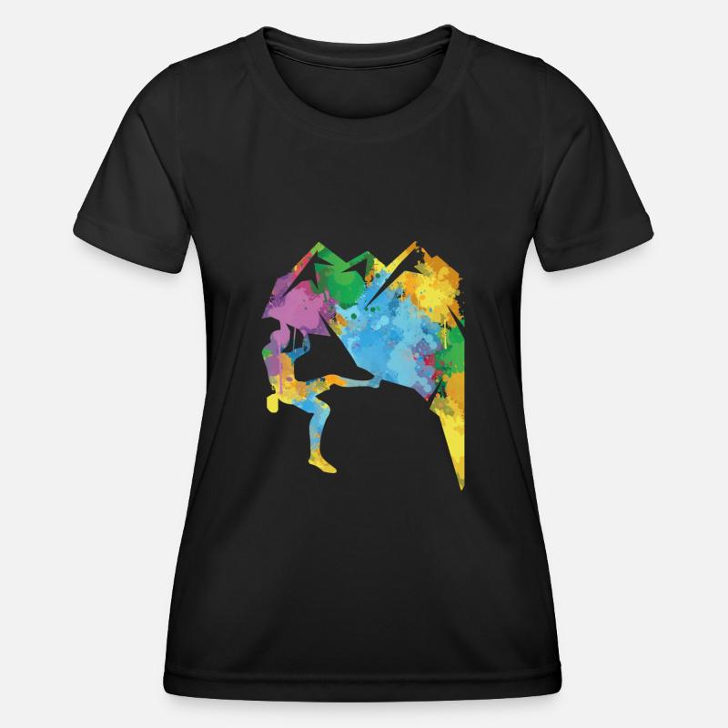 Rock Climbing Retro Bouldering Climber - Women's Functional T-Shirt - black