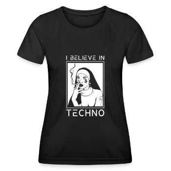 Raver religion techno religion nun - Women's Functional T-Shirt - black - Front - AI Model Female 172 light (172cm)
