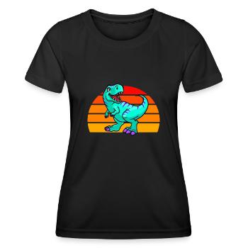 Coucher de soleil sur les dinosaures - T-shirt sport Femme - noir - Devant - AI Model Female 172 light (172cm)