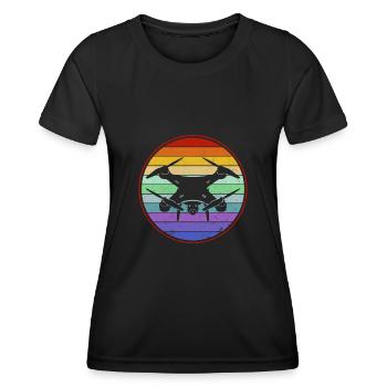 Drohne Retro - Frauen Funktions-T-Shirt - Schwarz - Vorne - AI Model Female 172 light (172cm)