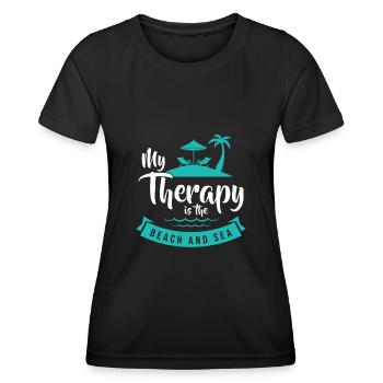 Vacances à la mer en disant des palmiers - T-shirt sport Femme - noir - Devant - AI Model Female 172 light (172cm)