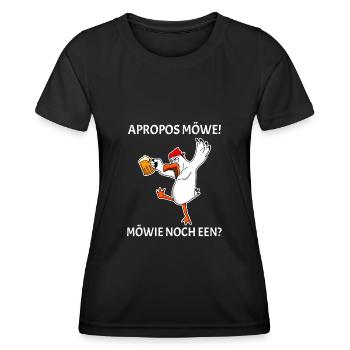 Apropos Möwe Möwie noch een Plattdeutsch Spruch - Frauen Funktions-T-Shirt - Schwarz - Vorne - AI Model Female 172 light (172cm)