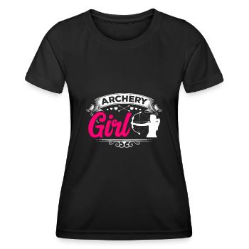 Tir à l'arc fille tir à l'arc femme - T-shirt sport Femme - noir - Devant - AI Model Female 172 light (172cm)