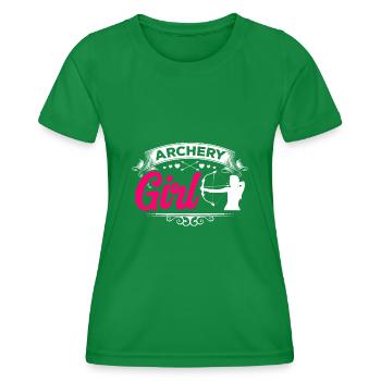 Tir à l'arc fille tir à l'arc femme - T-shirt sport Femme - vert - Devant - AI Model Female 172 dark (172cm)