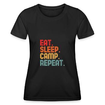 Campen Vintage Camper - Frauen Funktions-T-Shirt - Schwarz - Vorne - AI Model Female 172 light (172cm)