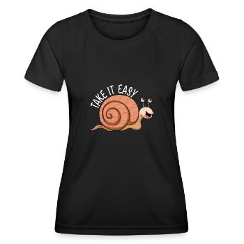 Snail Take It Easy nudibranch snail shell - Women's Functional T-Shirt - black - Front - AI Model Female 172 light (172cm)