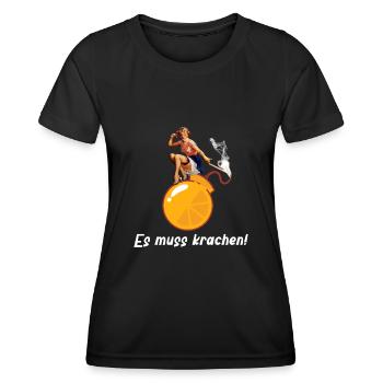 Retro Frauenpower PinUp Ehefrau Mädchen - Frauen Funktions-T-Shirt - Schwarz - Vorne - AI Model Female 172 light (172cm)
