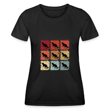 Retro Pop Art Otter Tier Geschenk - Frauen Funktions-T-Shirt - Schwarz - Vorne - AI Model Female 172 light (172cm)