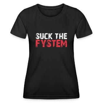 Suck the Fystem résistance protestation Fuck FCK système - T-shirt sport Femme - noir - Devant - AI Model Female 172 light (172cm)