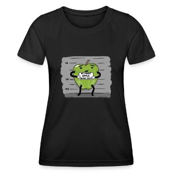 green apple funny police photo - Women's Functional T-Shirt - black - Front - AI Model Female 172 light (172cm)