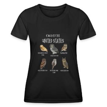Espèces de hiboux, hiboux et mâchers, hibou Fan - T-shirt sport Femme - noir - Devant - AI Model Female 172 light (172cm)