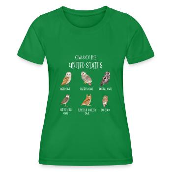 Espèces de hiboux, hiboux et mâchers, hibou Fan - T-shirt sport Femme - vert - Devant - AI Model Female 172 dark (172cm)
