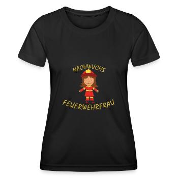 junge Feuerwehr nachwuchs Frau Feuerwehrfrau - Frauen Funktions-T-Shirt - Schwarz - Vorne - AI Model Female 172 light (172cm)