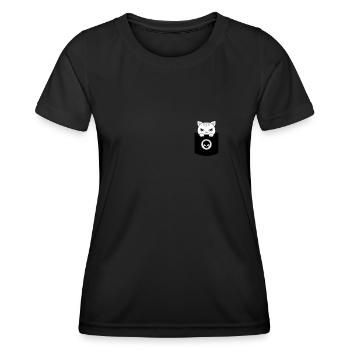 Böses Kätzchen in Brusttasche Kawaii Katzen Shirt - Frauen Funktions-T-Shirt - Schwarz - Vorne - AI Model Female 172 light (172cm)