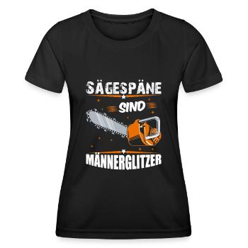 Sägespäne sind Männerglitzer Kettensäge Motorsäge - Frauen Funktions-T-Shirt - Schwarz - Vorne - AI Model Female 172 light (172cm)