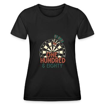 Vintage Darts Dartscheibe 180 One Hundred Eighty - Women's Functional T-Shirt - black - Front - AI Model Female 172 light (172cm)