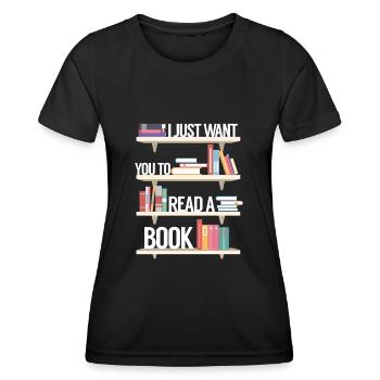 Lire la littérature - T-shirt sport Femme - noir - Devant - AI Model Female 172 light (172cm)