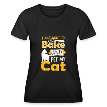 Baking Baker Cat Cat Holder Gift - Women's Functional T-Shirt - black - Front - AI Model Female 172 light (172cm)
