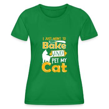 Baking Baker Cat Cat Holder Gift - Women's Functional T-Shirt - kelly green - Front - AI Model Female 172 dark (172cm)