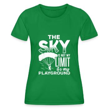 Skydive parasail brolly harness bailer side-slip - Frauen Funktions-T-Shirt - Kelly Green - Vorne - AI Model Female 172 dark (172cm)
