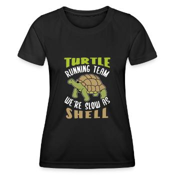Tortue de course équipe tortue d’eau cadeau - T-shirt sport Femme - noir - Devant - AI Model Female 172 light (172cm)