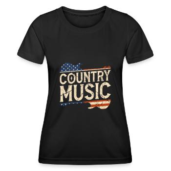 Country Vintage Gitarre - Frauen Funktions-T-Shirt - Schwarz - Vorne - AI Model Female 172 light (172cm)