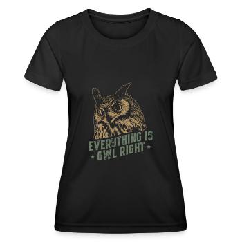 Eule Uhu Silhouette Eulen Nacht Kauz - Frauen Funktions-T-Shirt - Schwarz - Vorne - AI Model Female 172 light (172cm)