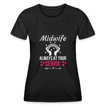 Midwife gift | Obstetrician Midwife - Women's Functional T-Shirt - black - Front - AI Model Female 172 light (172cm)
