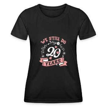 Couple anniversaire 20e anniversaire de mariage cadeau - T-shirt sport Femme - noir - Devant - AI Model Female 172 light (172cm)