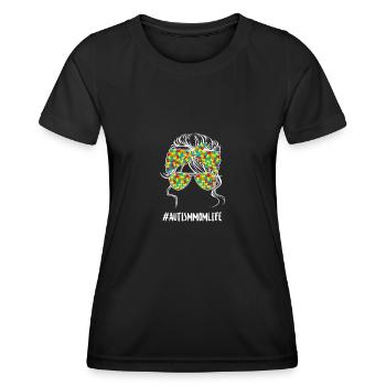 Autism Mom Life, Puzzle Piece Autism Awareness - Frauen Funktions-T-Shirt - Schwarz - Vorne - AI Model Female 172 light (172cm)