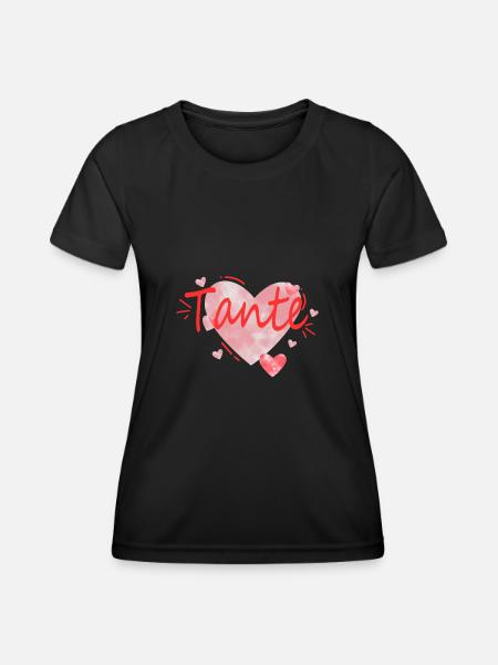 Tante Herz - Frauen Funktions-T-Shirt - Schwarz