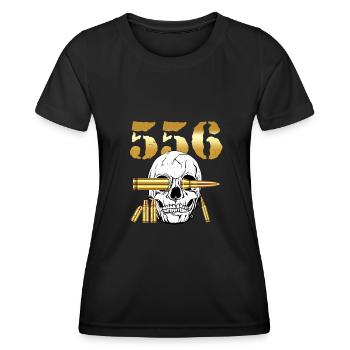 556 AR15 Amant des armes munitions - T-shirt sport Femme - noir - Devant - AI Model Female 172 light (172cm)