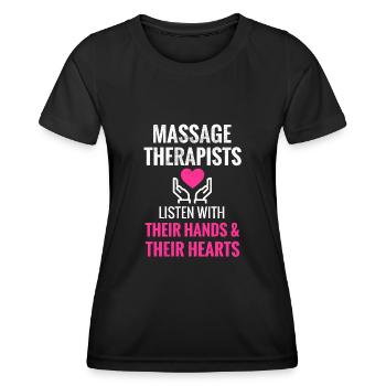 Masseuse Idée cadeau Massage thérapeute massage - T-shirt sport Femme - noir - Devant - AI Model Female 172 light (172cm)