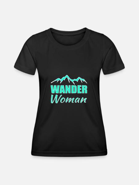 Wander Woman Wandern - Frauen Funktions-T-Shirt - Schwarz