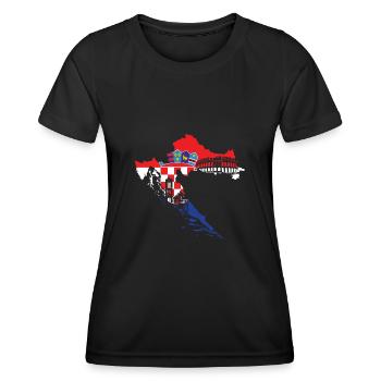 Kroatien Flagge - Frauen Funktions-T-Shirt - Schwarz - Vorne - AI Model Female 172 light (172cm)