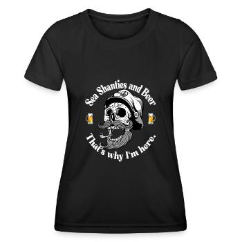 Sea Shanties and Beer Sailors Pirate Meme Shirt - Women's Functional T-Shirt - black - Front - AI Model Female 172 light (172cm)
