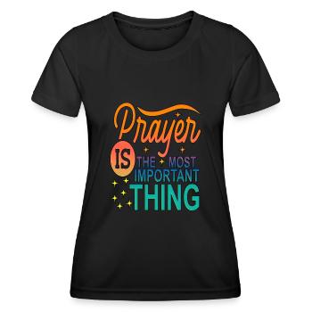 Beten Christliche Kleidung Gebet Gott Jesus Christ - Frauen Funktions-T-Shirt - Schwarz - Vorne - AI Model Female 172 light (172cm)