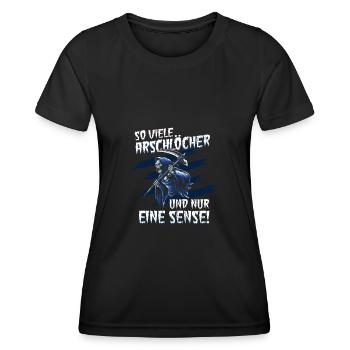 So Viele Arschlöcher Und Nur Eine Sense Sensenmann - Frauen Funktions-T-Shirt - Schwarz - Vorne - AI Model Female 172 light (172cm)