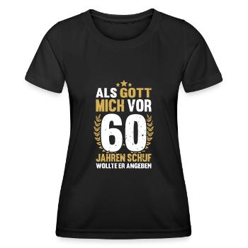 60ème anniversaire 60 ans rétro - T-shirt sport Femme - noir - Devant - AI Model Female 172 light (172cm)