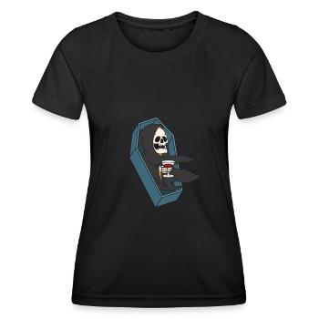 Vampire mythe vin squelette cercueil horreur gothique - T-shirt sport Femme - noir - Devant - AI Model Female 172 light (172cm)