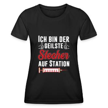 Ich bin der geilste Stecher auf Station Pfleger - Frauen Funktions-T-Shirt - Schwarz - Vorne - AI Model Female 172 light (172cm)