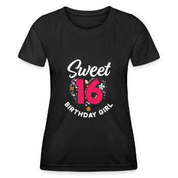 16. Geburtstag Mädchen 16 Jahre Geschenk - Frauen Funktions-T-Shirt - Schwarz - Vorne - AI Model Female 172 light (172cm)