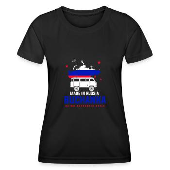UAZ Buchanka Geländewagen Russland Flagge - Frauen Funktions-T-Shirt - Schwarz - Vorne - AI Model Female 172 light (172cm)