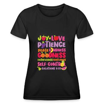 Christian Bible Verse Religion - Women's Functional T-Shirt - black - Front - AI Model Female 172 light (172cm)
