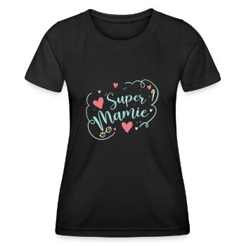 Cadeau fête des grands mères Super Mamie citation - T-shirt sport Femme - noir - Devant - AI Model Female 172 light (172cm)