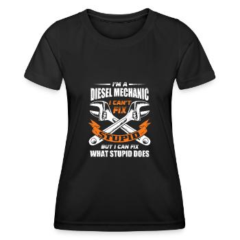 Drôle de cadeau de mécanicien diesel - T-shirt sport Femme - noir - Devant - AI Model Female 172 light (172cm)